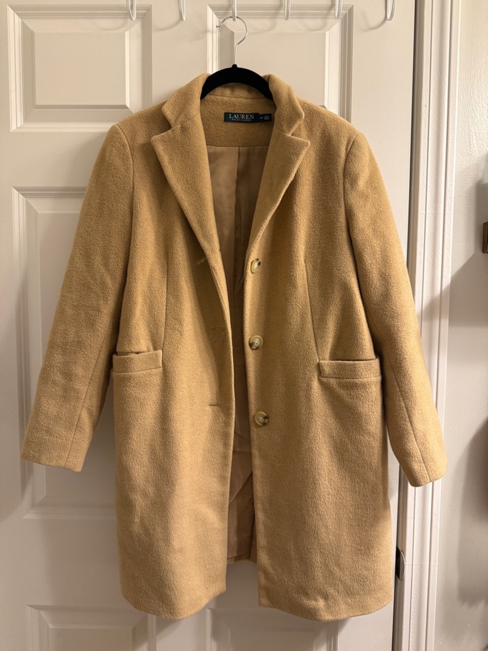 Lauren Ralph Lauren Tan Single-Breasted Wool Coat